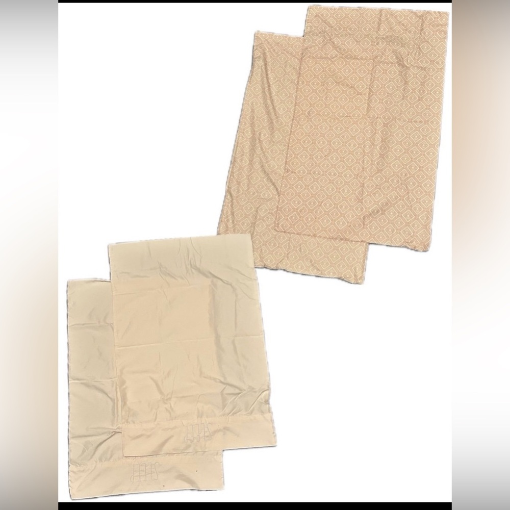 4 standard size/queen pillow cases - 2 pink print & 2 light yellow